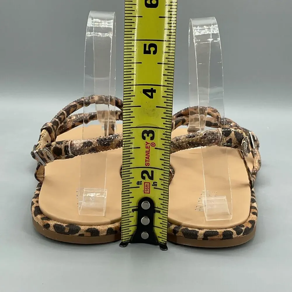 NEW Kenneth Cole Reaction Women’s Waltz Strappy Flat Sandals Leopard Size 8M
